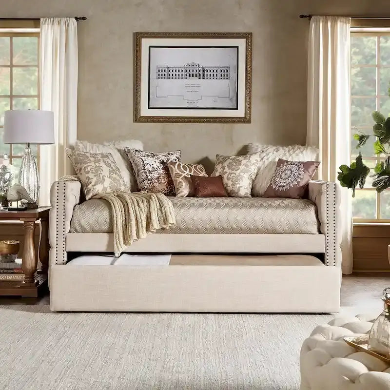 Lit de repos capitonné Knightsbridge Twin Tufted Nailhead par iNSPIRE Q Artisan