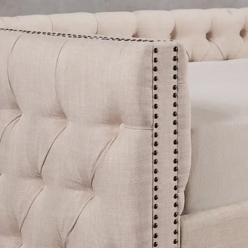 Lit de repos capitonné Knightsbridge Twin Tufted Nailhead par iNSPIRE Q Artisan