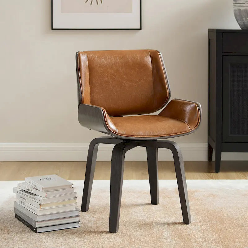 Fauteuil pivotant de style moderne du milieu du siècle Art Leon
