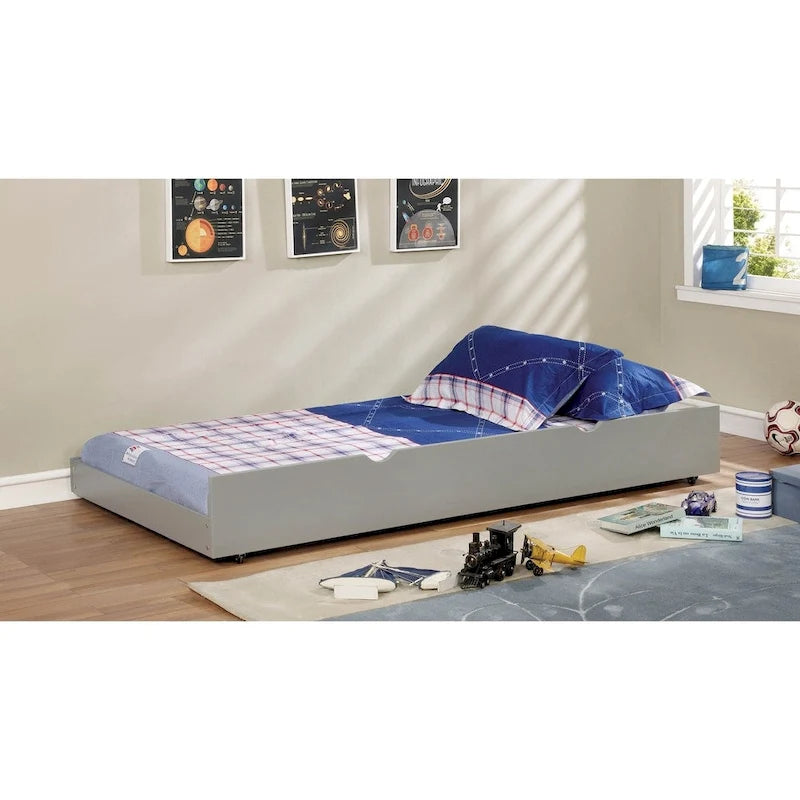 Lit gigogne moderne en bois massif avec roulettes de la marque Furniture of America