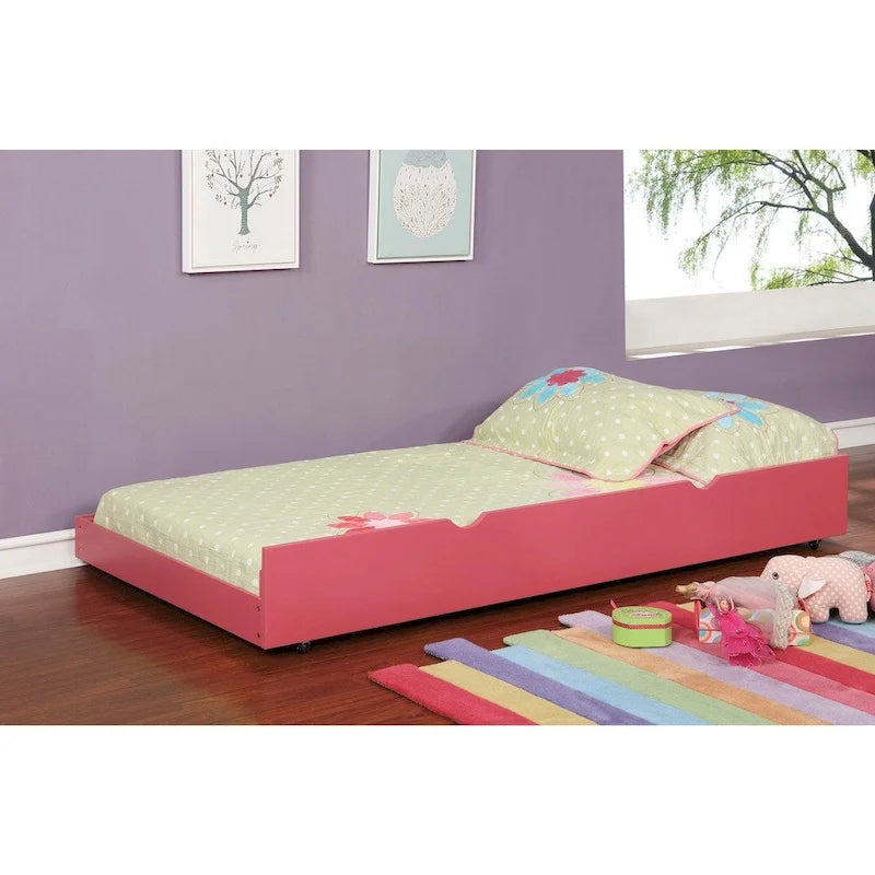 Lit gigogne moderne en bois massif avec roulettes de la marque Furniture of America