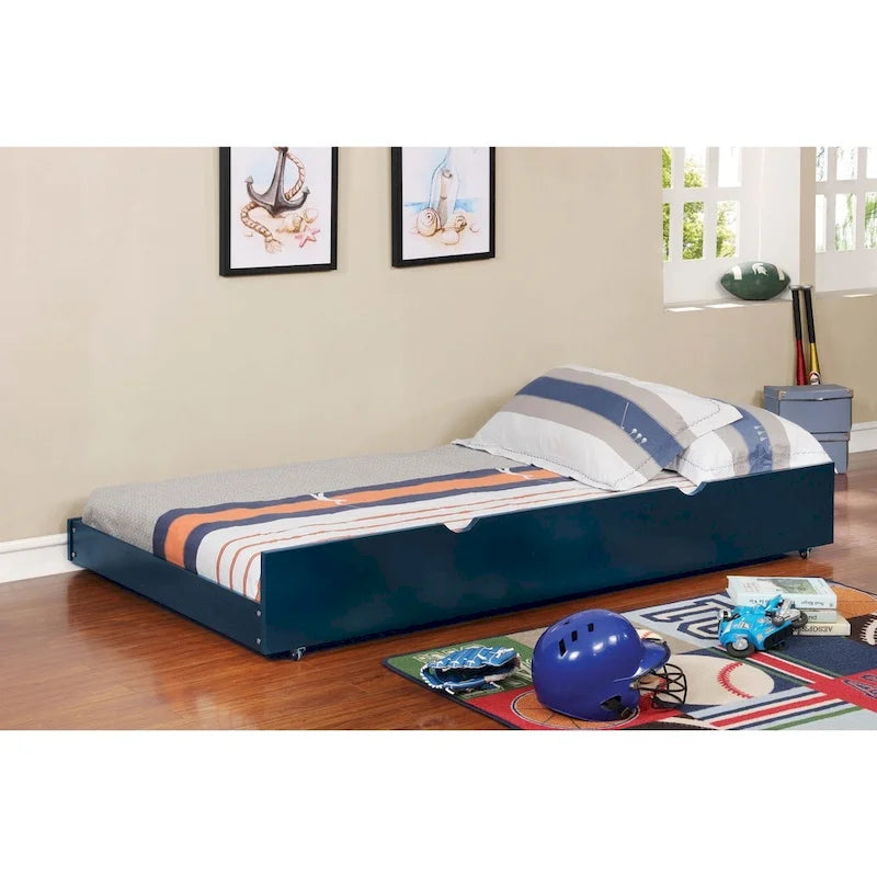 Lit gigogne moderne en bois massif avec roulettes de la marque Furniture of America
