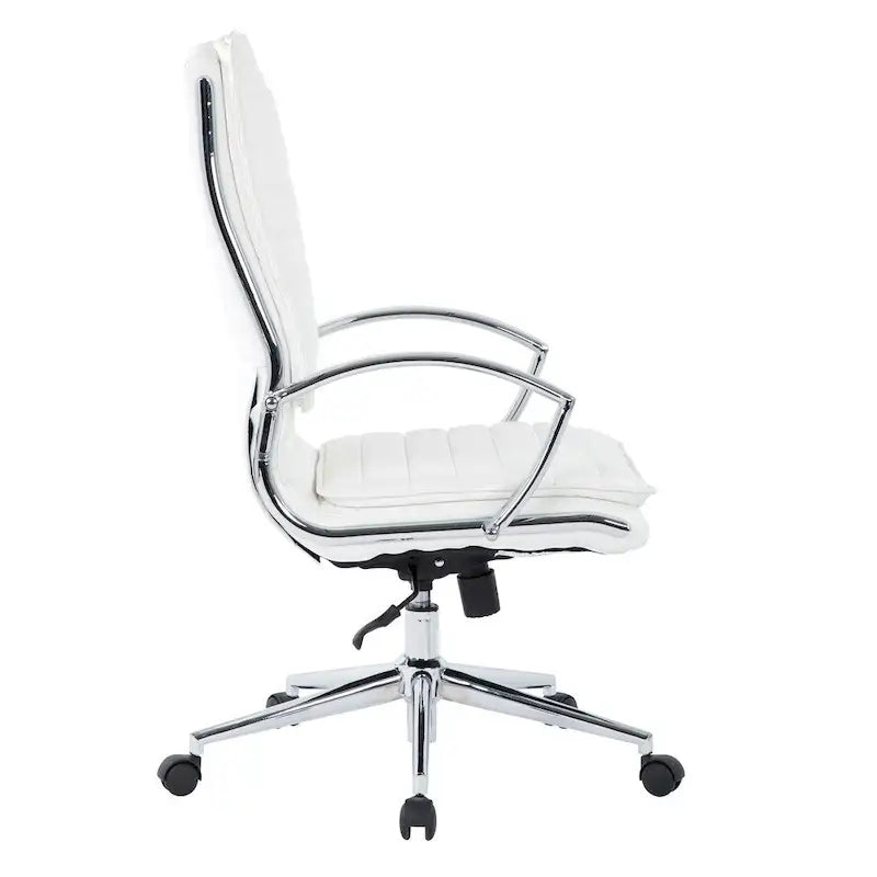 Fauteuil de direction professionnel à dossier haut en similicuir avec piètement chromé et accoudoirs amovibles