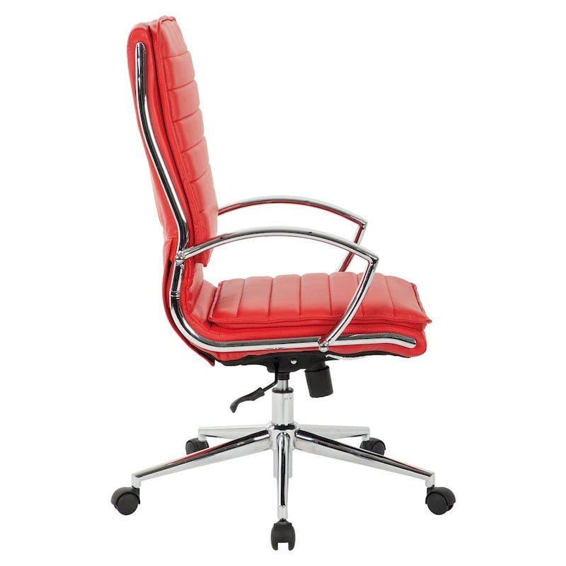 Fauteuil de direction professionnel à dossier haut en similicuir avec piètement chromé et accoudoirs amovibles