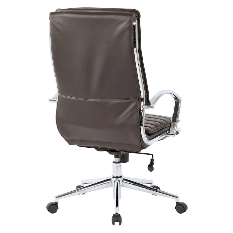 Fauteuil de direction professionnel à dossier haut en similicuir avec piètement chromé et accoudoirs amovibles