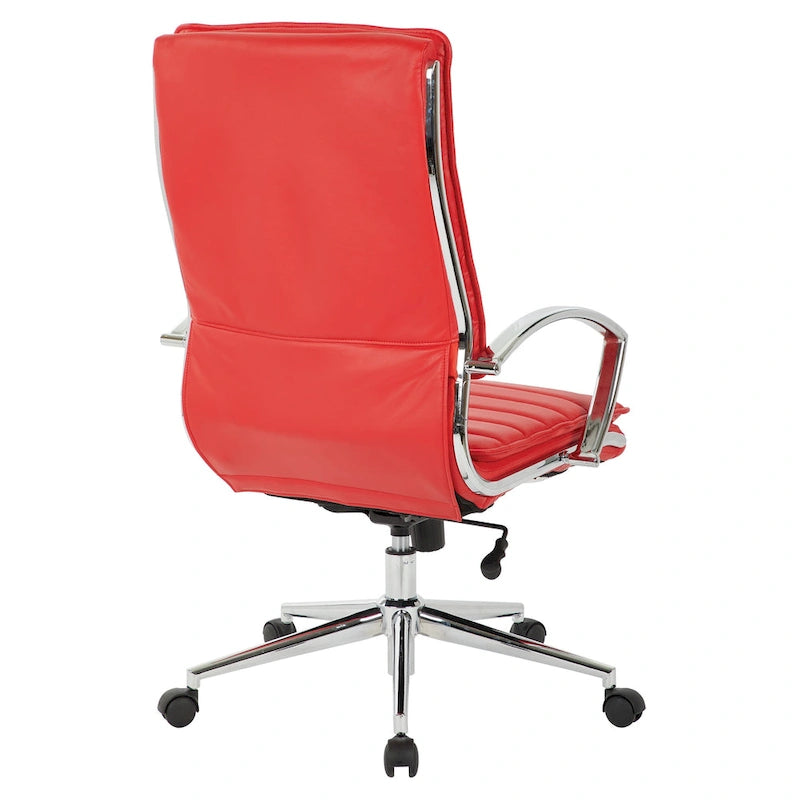 Fauteuil de direction professionnel à dossier haut en similicuir avec piètement chromé et accoudoirs amovibles
