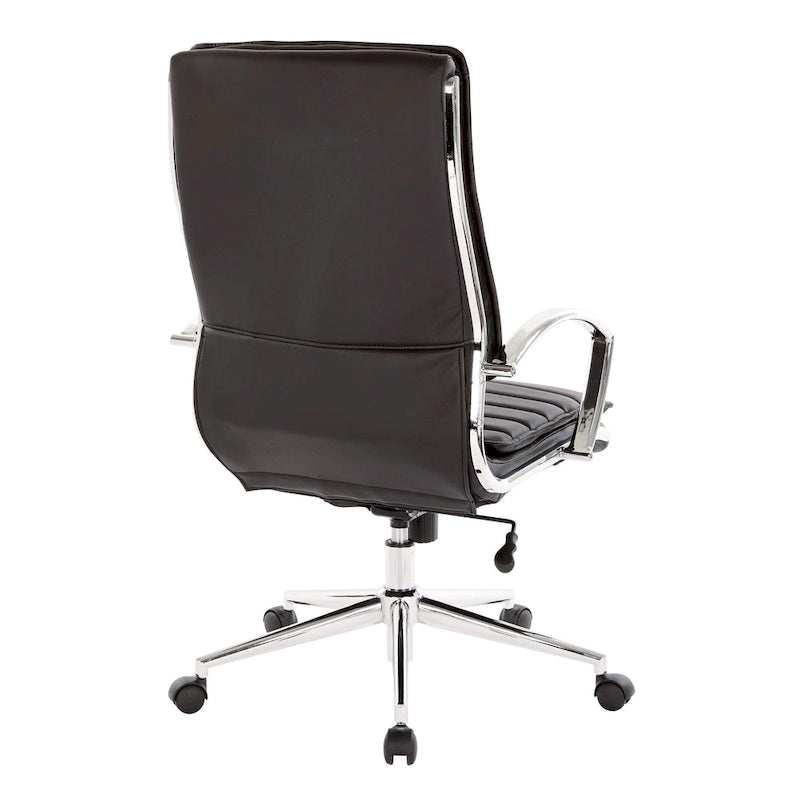Fauteuil de direction professionnel à dossier haut en similicuir avec piètement chromé et accoudoirs amovibles
