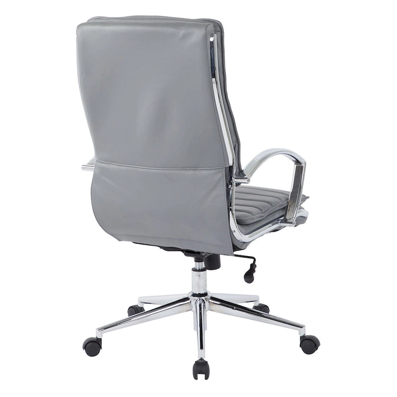 Fauteuil de direction professionnel à dossier haut en similicuir avec piètement chromé et accoudoirs amovibles
