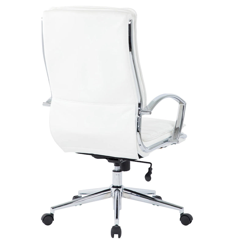 Fauteuil de direction professionnel à dossier haut en similicuir avec piètement chromé et accoudoirs amovibles