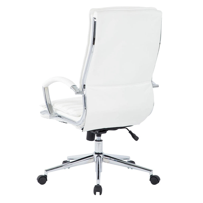 Fauteuil de direction professionnel à dossier haut en similicuir avec piètement chromé et accoudoirs amovibles