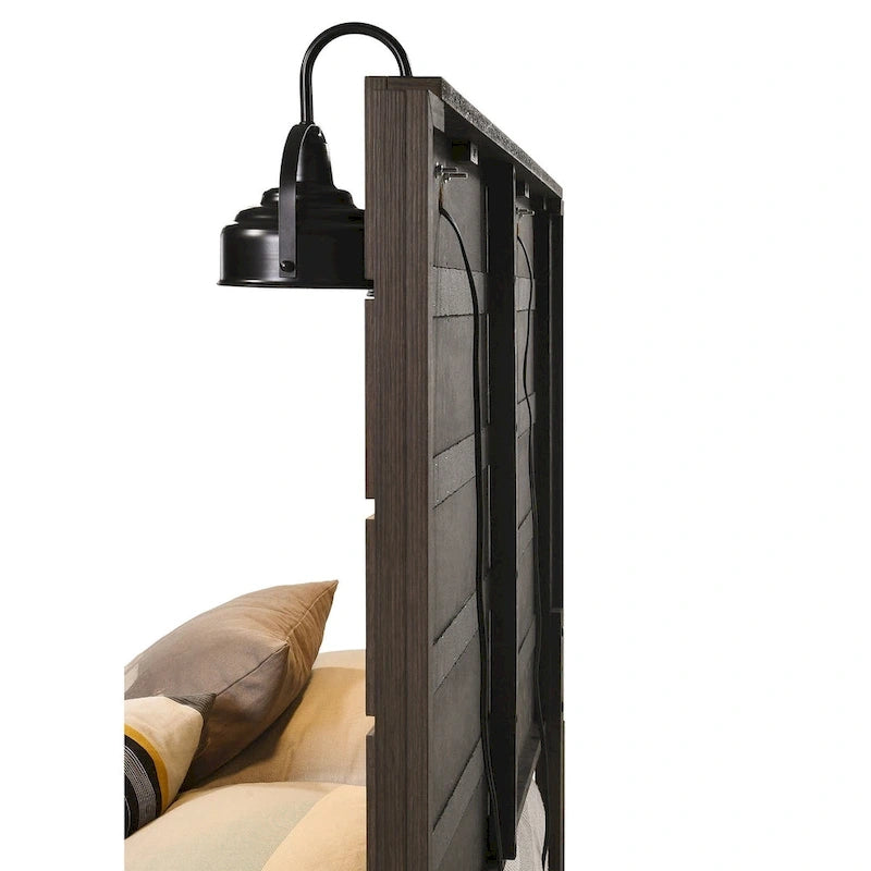 Ensemble de chambre à coucher Edyth 3 pièces marron avec plateforme