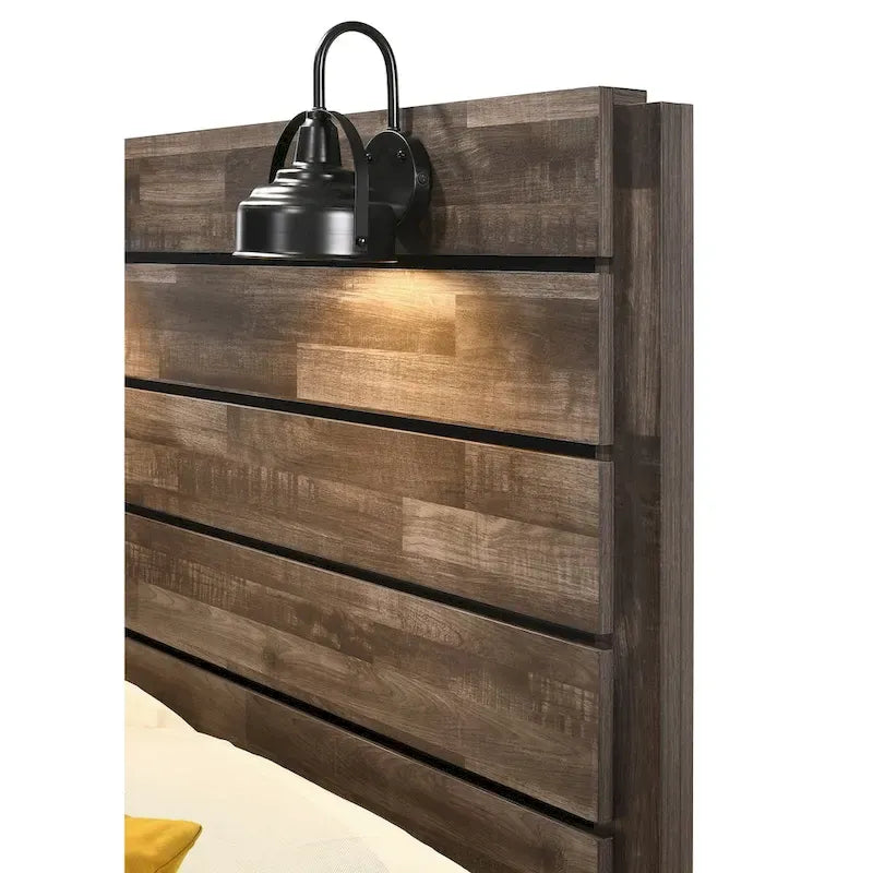 Ensemble de chambre à coucher Edyth 3 pièces marron avec plateforme