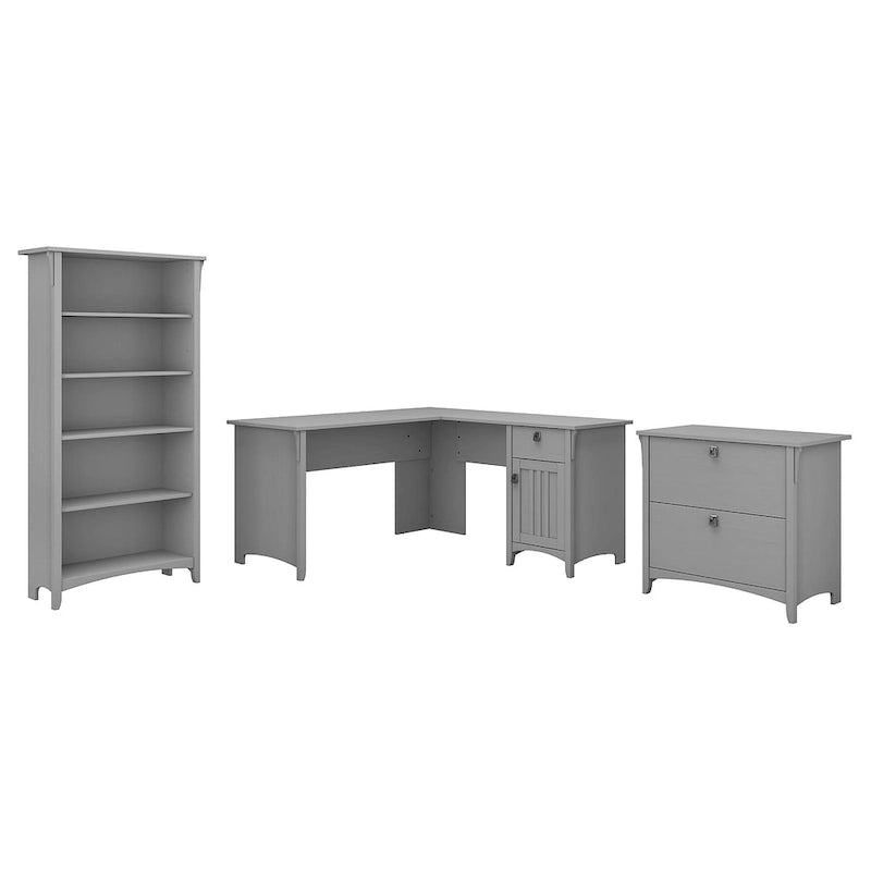Bush Furniture Salinas Ensemble de bureau en L 60W, gris Cape Cod