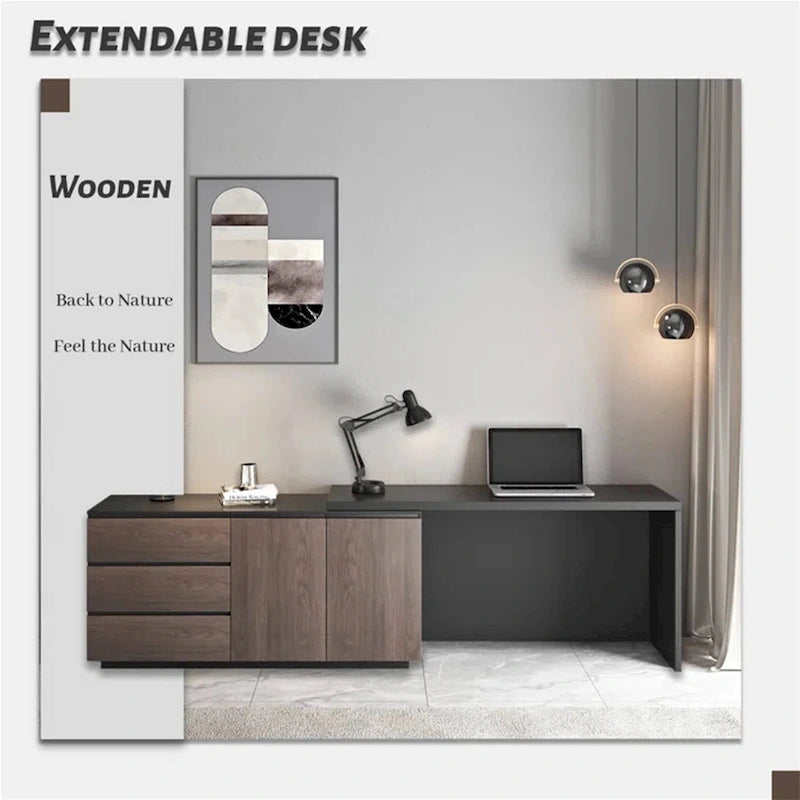 Bureau extensible avec tiroirs de rangement pour le bureau à domicile
