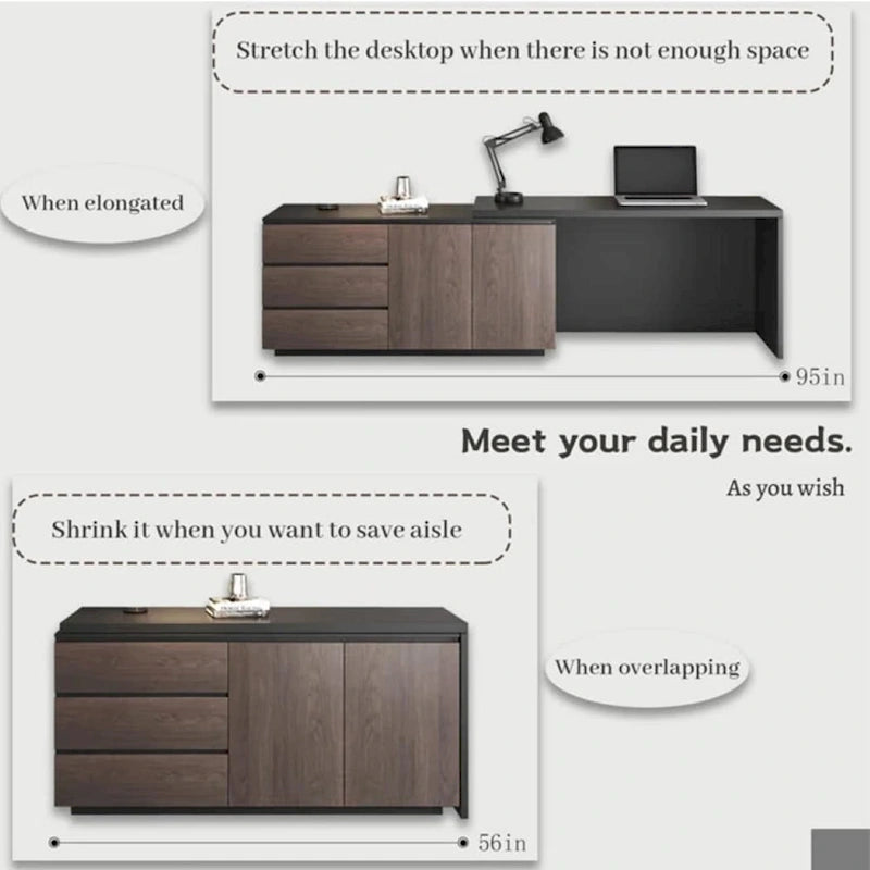 Bureau extensible avec tiroirs de rangement pour le bureau à domicile