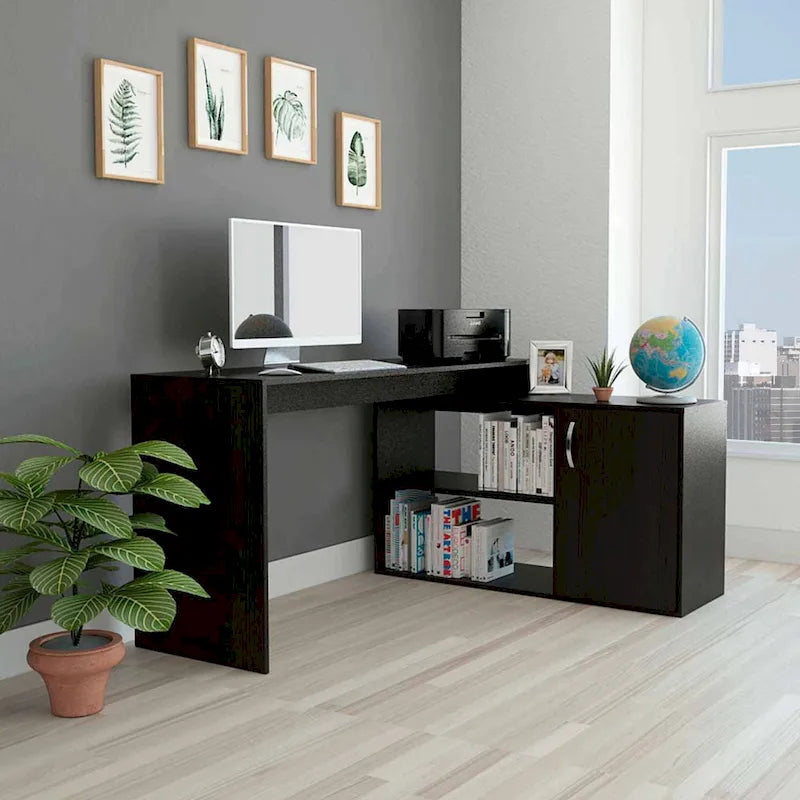 Bureau d'angle avec deux étagères et une armoire à porte unique FM Furniture Dallas