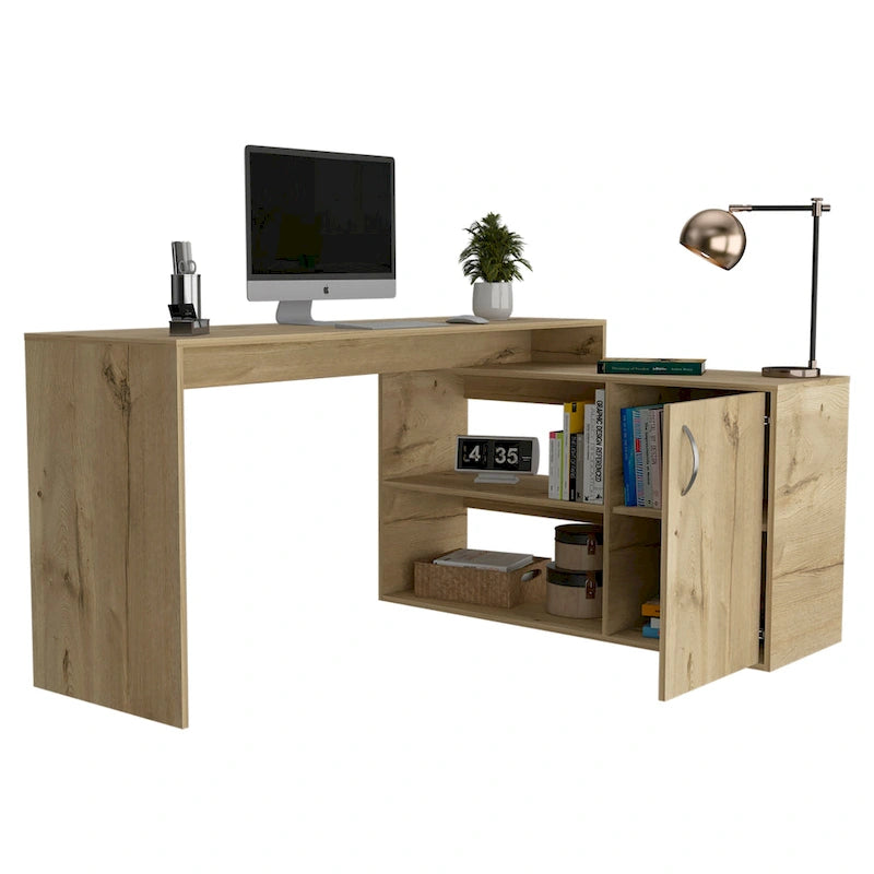 Bureau d'angle avec deux étagères et une armoire à porte unique FM Furniture Dallas