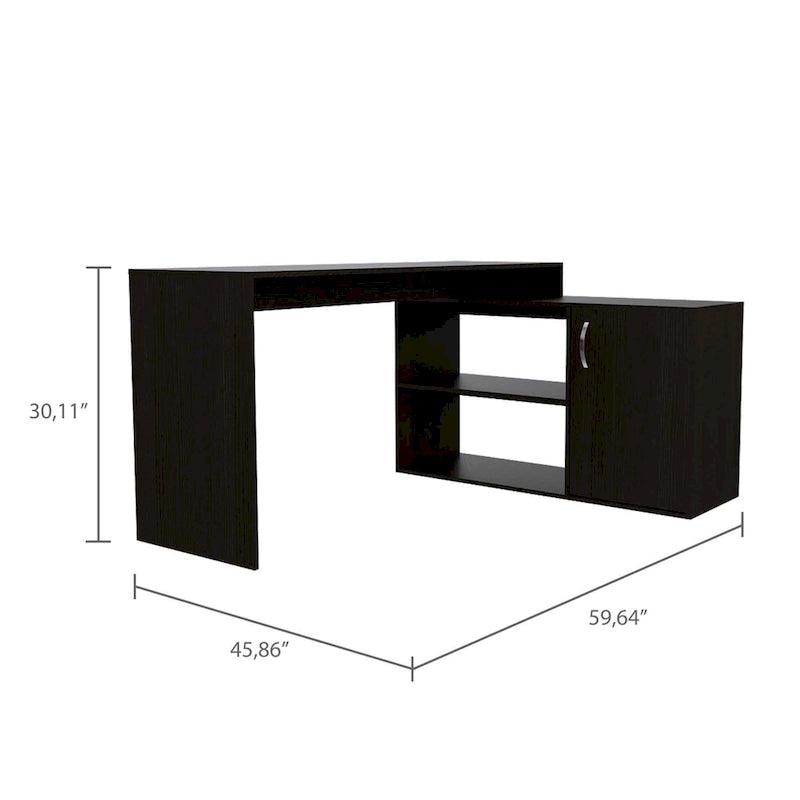 Bureau d'angle avec deux étagères et une armoire à porte unique FM Furniture Dallas