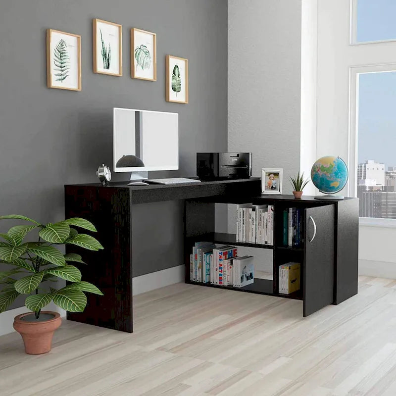 Bureau d'angle avec deux étagères et une armoire à porte unique FM Furniture Dallas