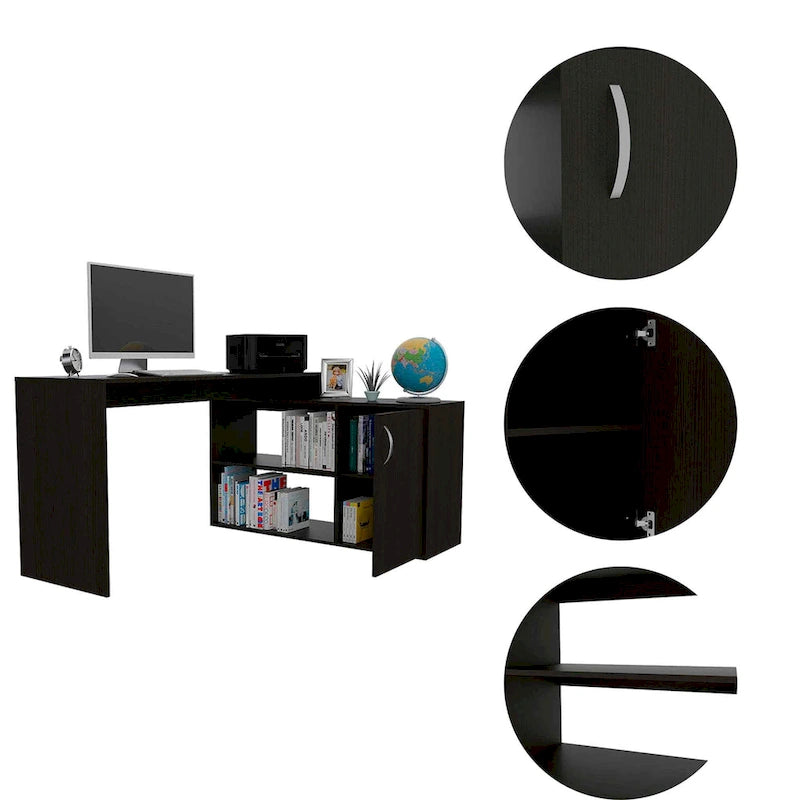 Bureau d'angle avec deux étagères et une armoire à porte unique FM Furniture Dallas