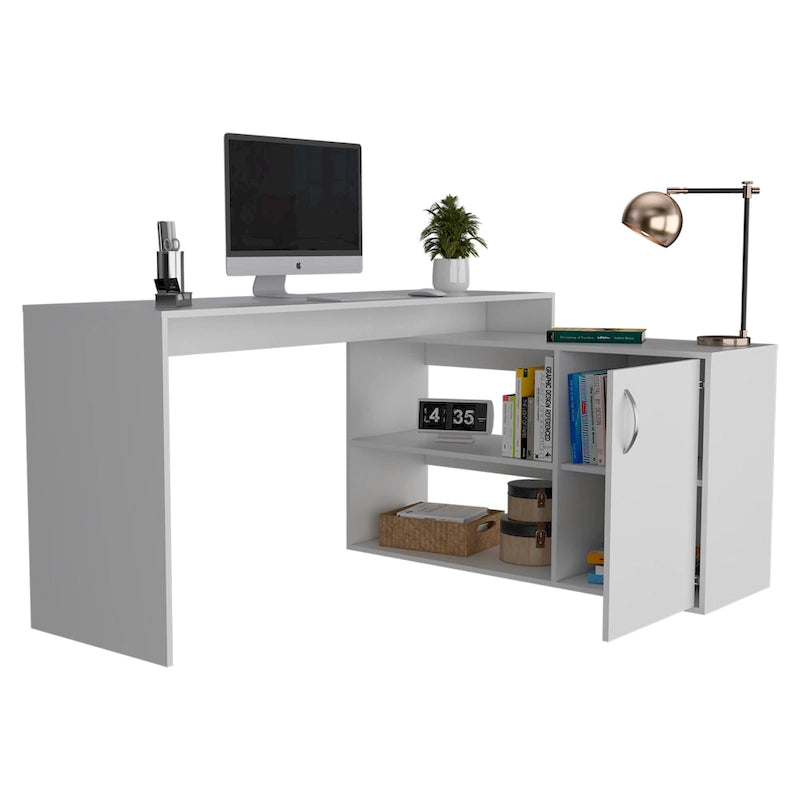 Bureau d'angle avec deux étagères et une armoire à porte unique FM Furniture Dallas