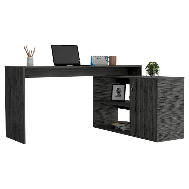 Bureau d'angle avec deux étagères et une armoire à porte unique FM Furniture Dallas