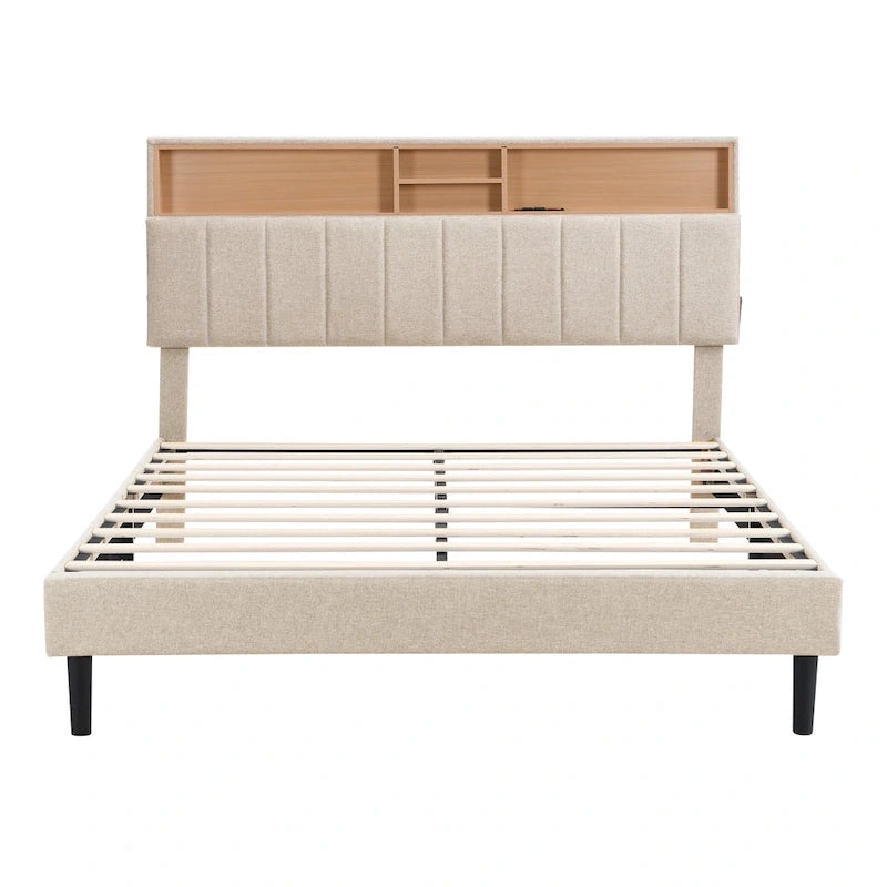Lit plateforme rembourré Queen size