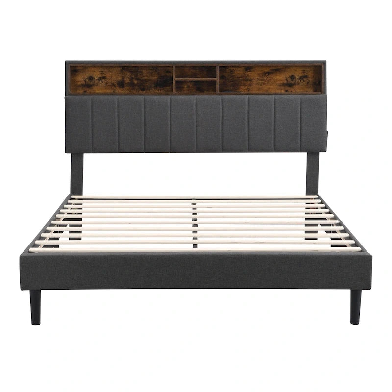 Lit plateforme rembourré Queen size