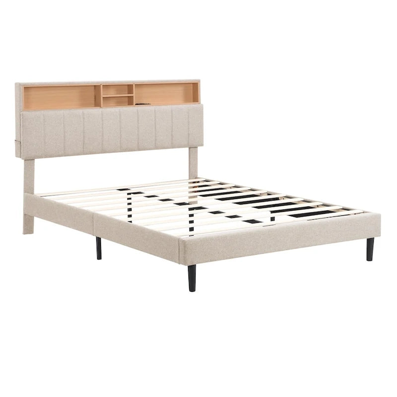 Lit plateforme rembourré Queen size