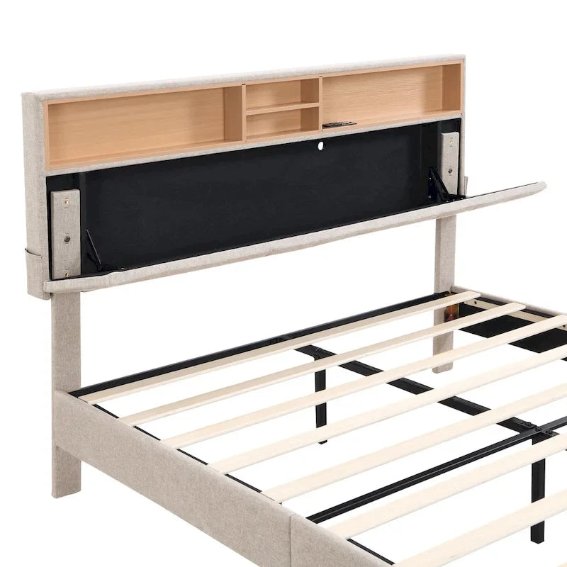 Lit plateforme rembourré Queen size