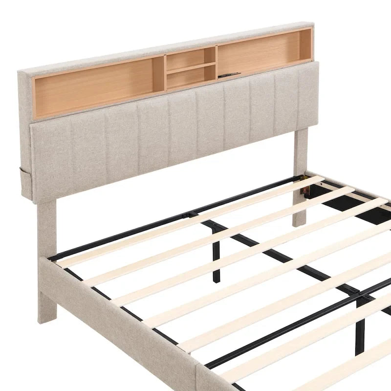 Lit plateforme rembourré Queen size