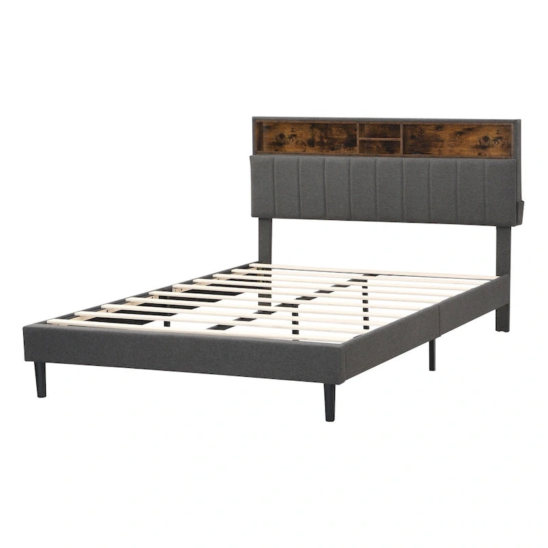 Lit plateforme rembourré Queen size