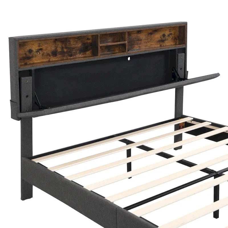 Lit plateforme rembourré Queen size