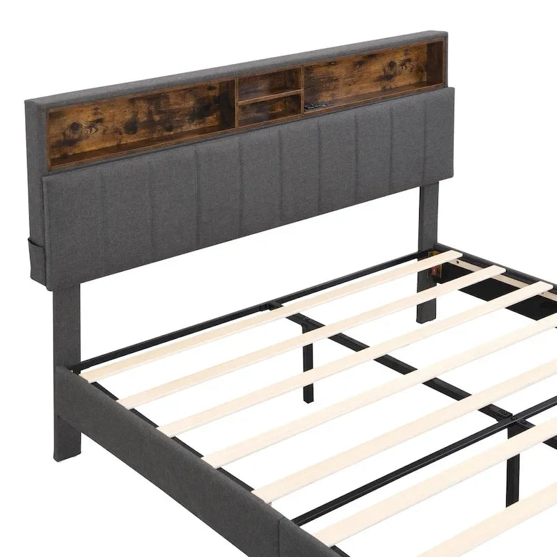 Lit plateforme rembourré Queen size