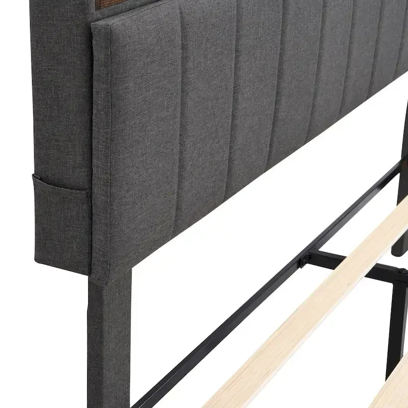 Lit plateforme rembourré Queen size