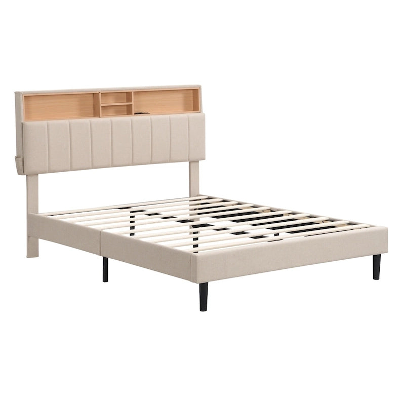 Lit plateforme rembourré Queen size