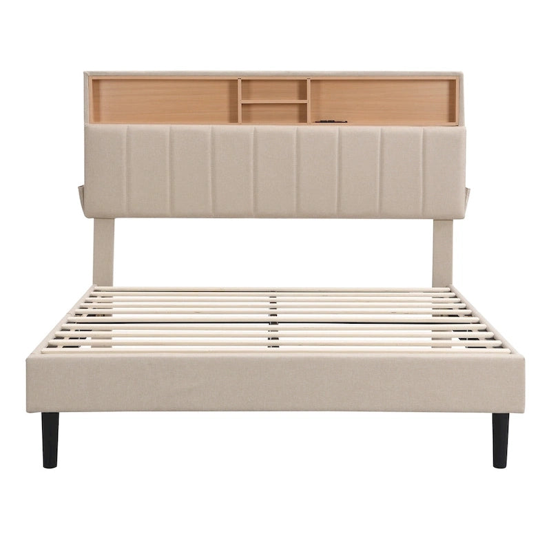 Lit plateforme rembourré Queen size