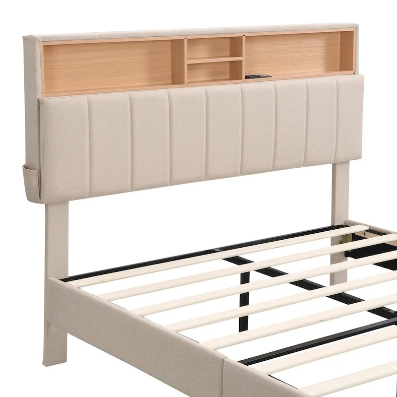 Lit plateforme rembourré Queen size