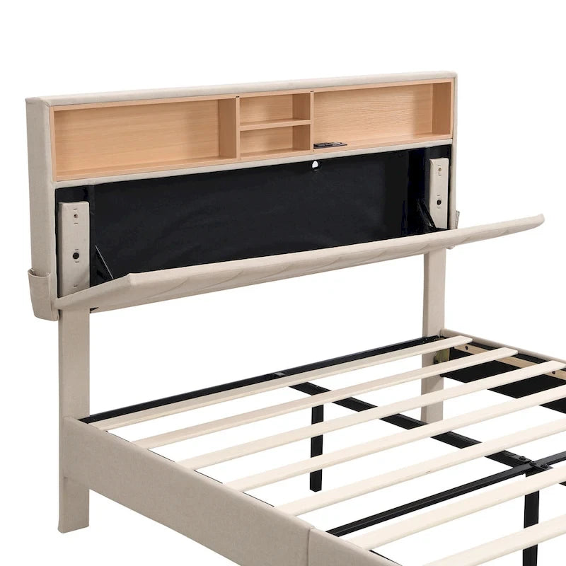 Lit plateforme rembourré Queen size