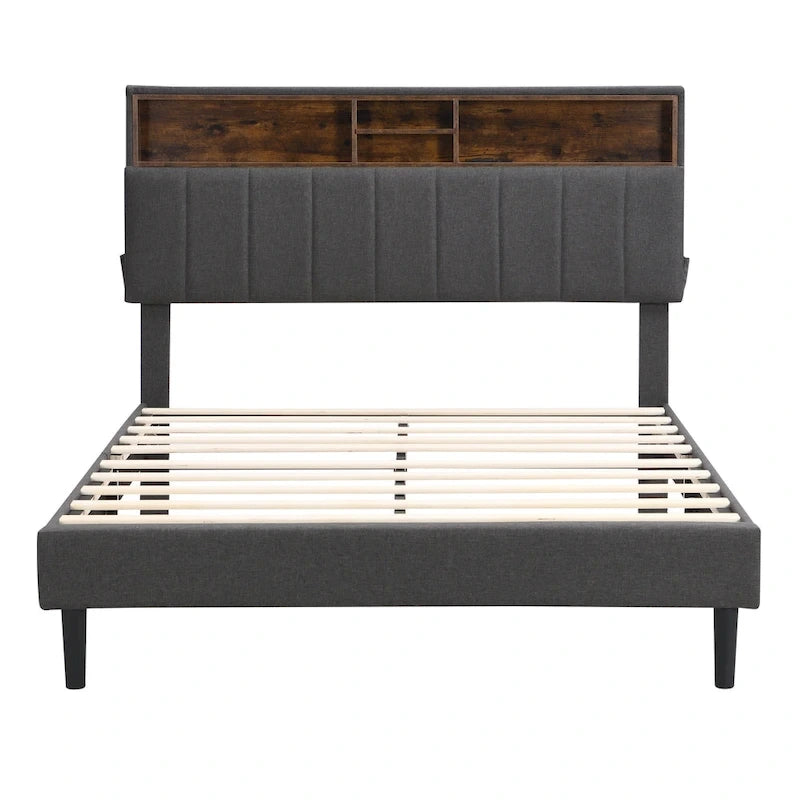Lit plateforme rembourré Queen size