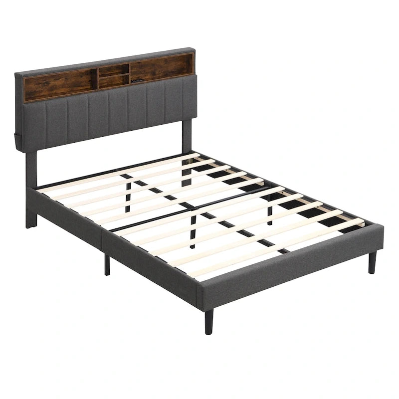 Lit plateforme rembourré Queen size