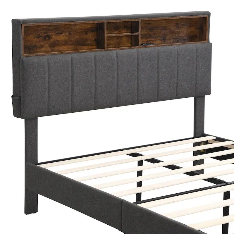 Lit plateforme rembourré Queen size