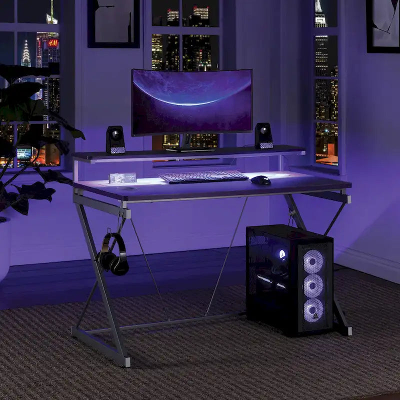 Bureau de jeu Emulator Battlestation avec lumières LED RVB