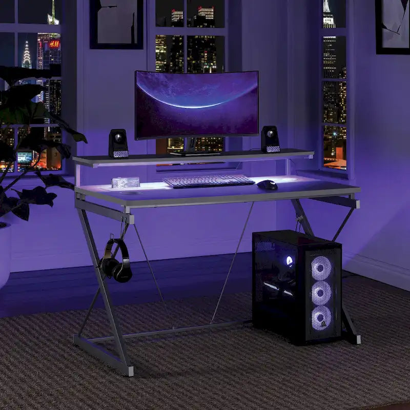 Bureau de jeu Emulator Battlestation avec lumières LED RVB