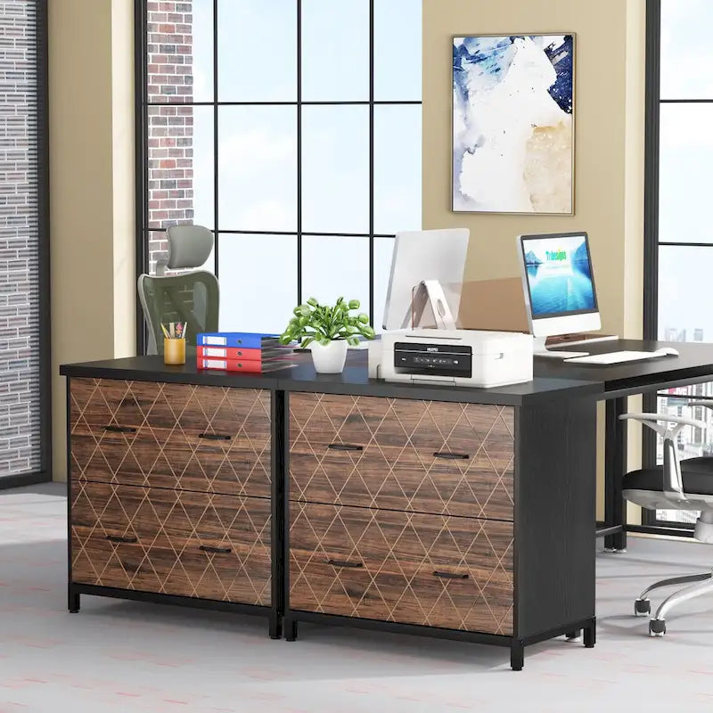 Classeur horizontal à 2 tiroirs pour bureau à domicile, format lettre
