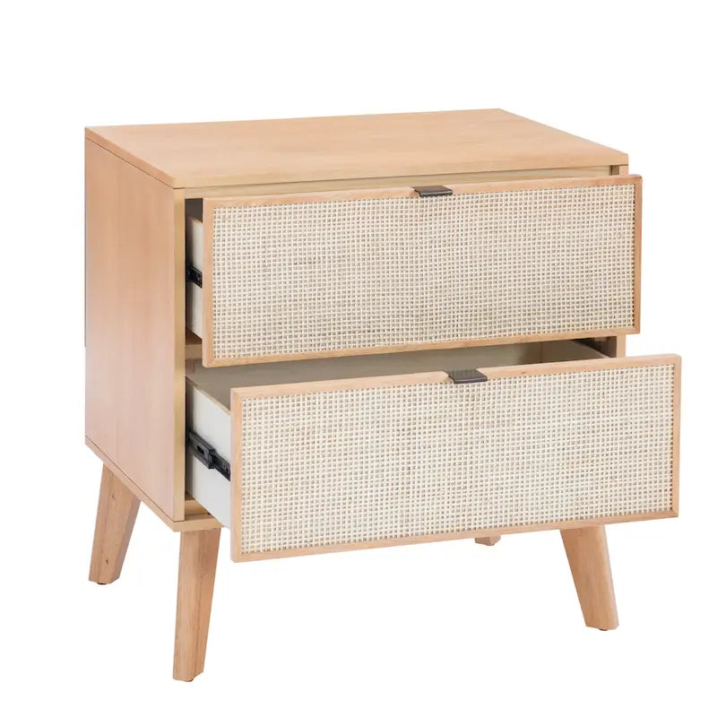 Table de chevet Adelphi en bois et rotin, milieu de siècle