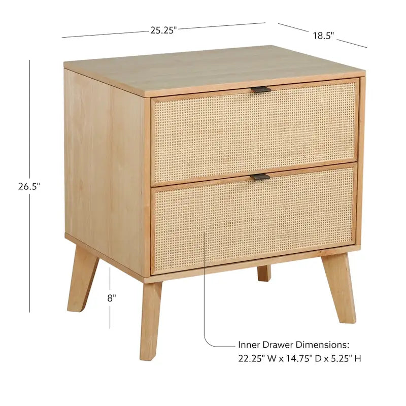Table de chevet Adelphi en bois et rotin, milieu de siècle