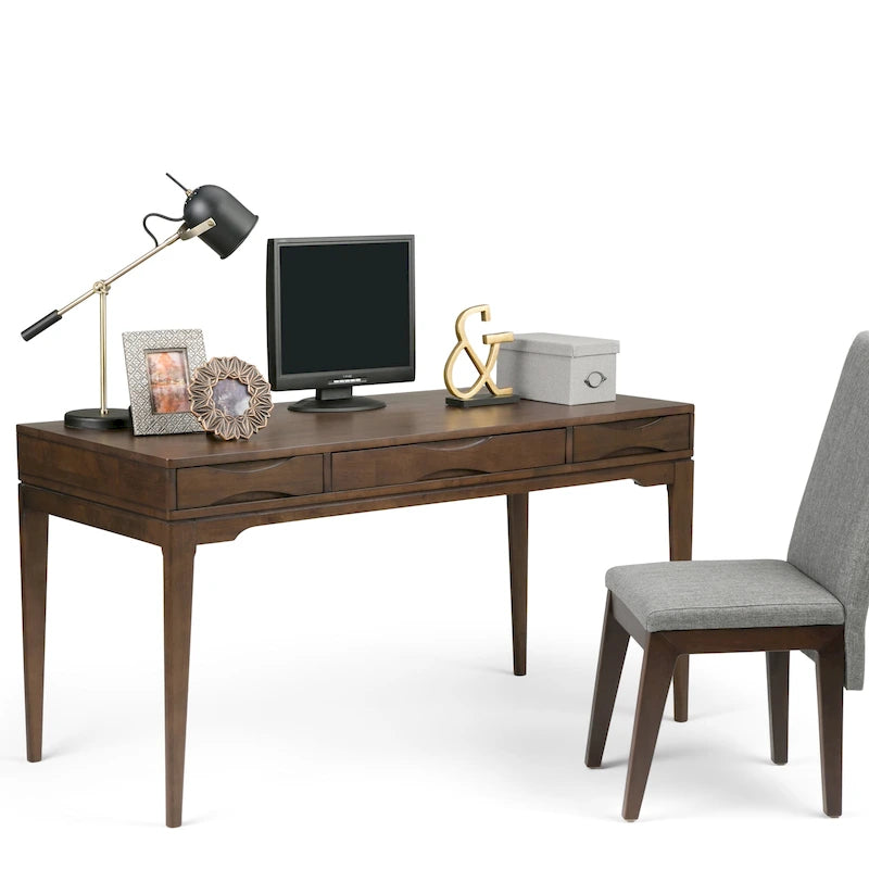 WYNDENHALL Pearson Bureau d'écriture professionnel en bois massif de 152 cm de large, style moderne du milieu du siècle