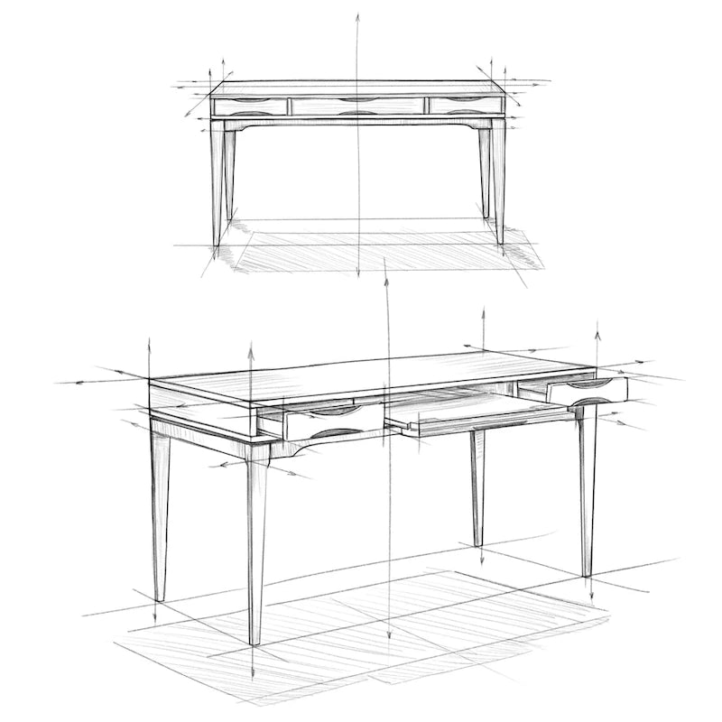 WYNDENHALL Pearson Bureau d'écriture professionnel en bois massif de 152 cm de large, style moderne du milieu du siècle