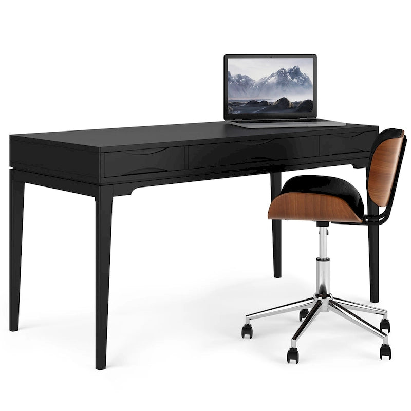 WYNDENHALL Pearson Bureau d'écriture professionnel en bois massif de 152 cm de large, style moderne du milieu du siècle